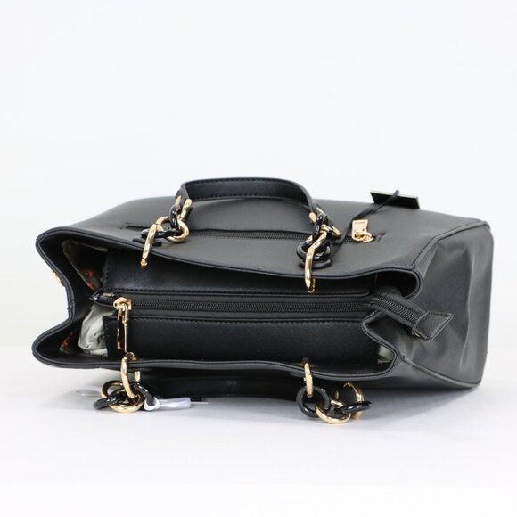 Black Faux Leather Purse and Wallet 2 in 1 Set Tote Cross Body Shoulder Bag - Picture 5 of 16